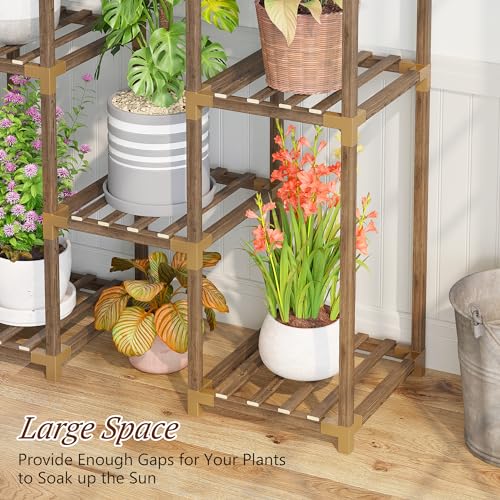 13 Potted Double Rod Wood Plant Stand 56''W*11.6''D*47''H W889584