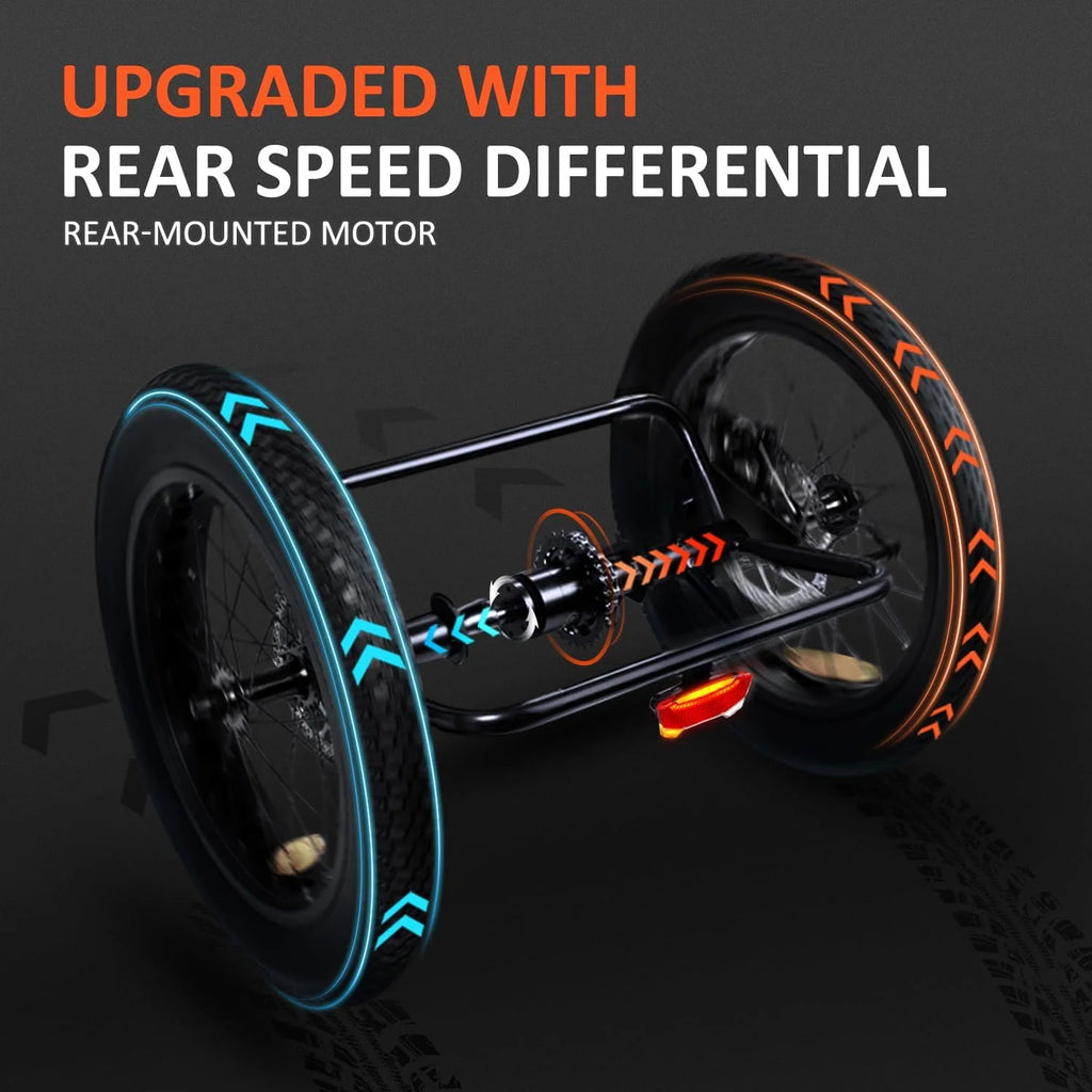 Green Semi-Recumbent Electric Trike, 85MI, 750W 48V 20Ah, 20" O616127