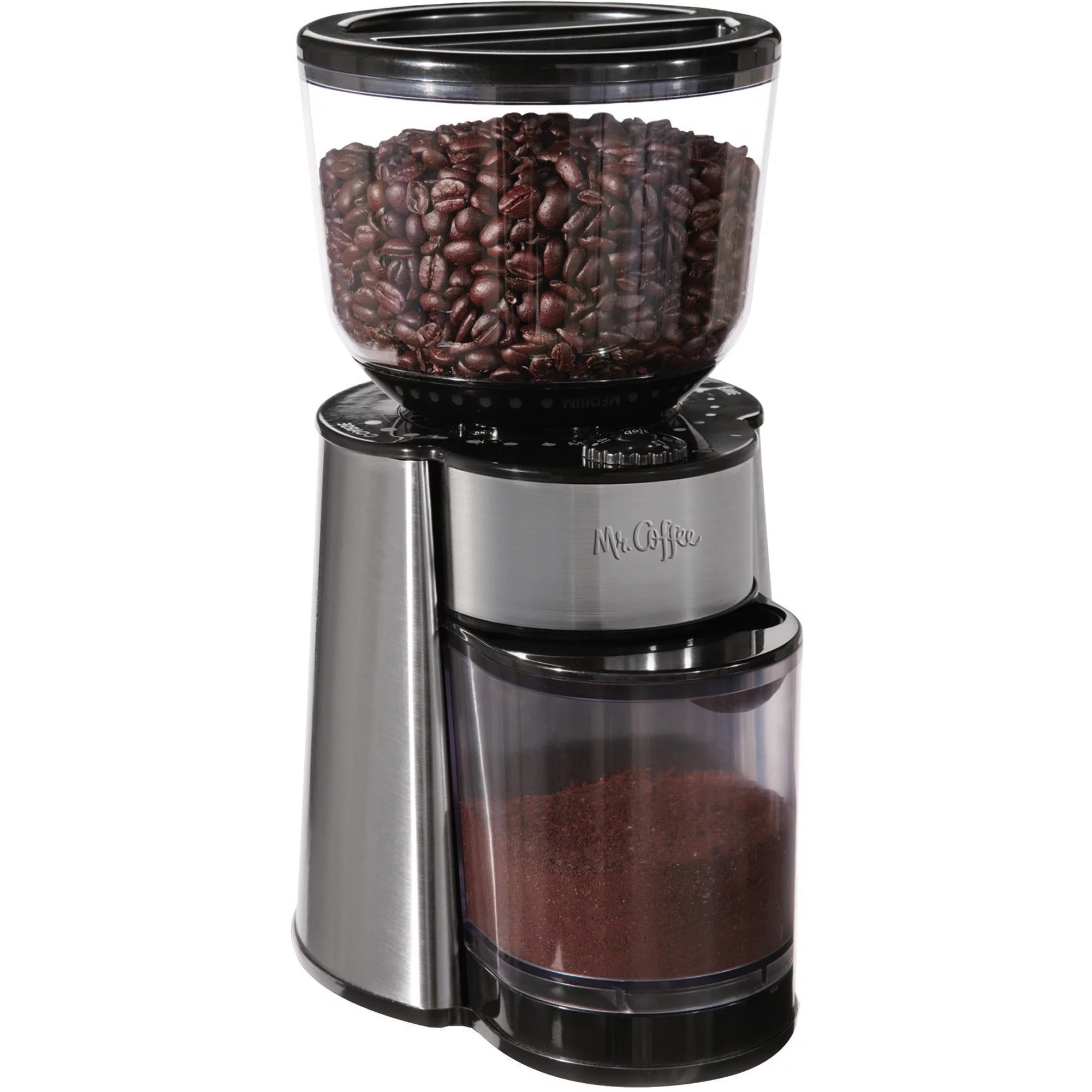 Silver Burr Mill Grinder with 18 Custom Grinds E130