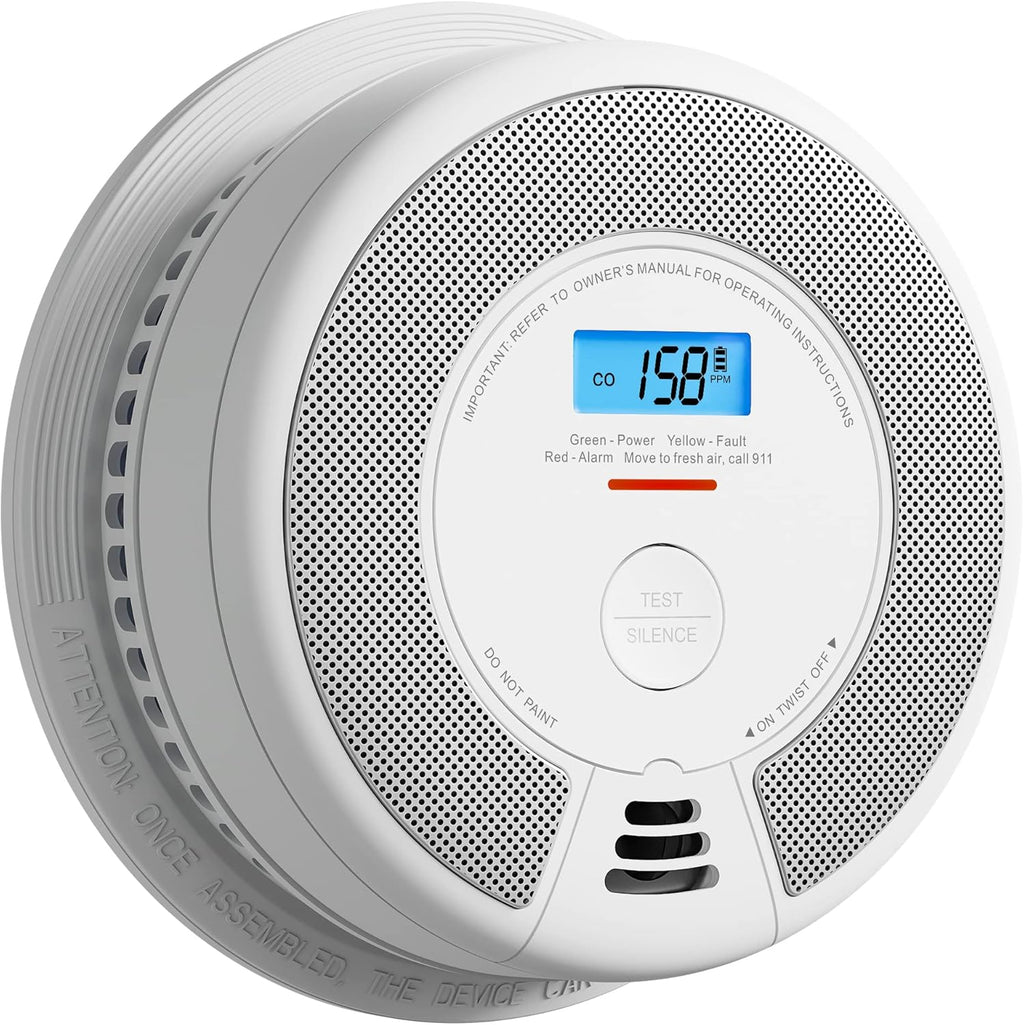 10-Year Battery Smoke and Carbon Monoxide Detector Alarm with LCD Display, Dual Sensor, 5-Pack D12331