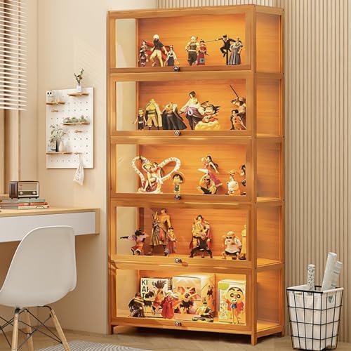 5 Tier Bamboo Display Cabinet with Acrylic Glass Door F5771