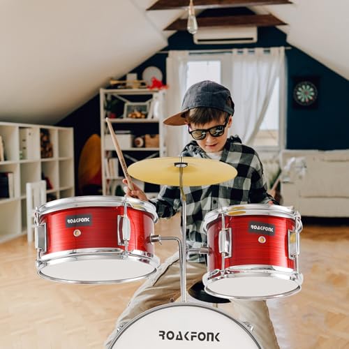 3 Piece Kids Drum Set with 14'' Bass Drum, Snare, Tom, Cymbal, Pedal, Drumsticks, Adjustable Seat M25699