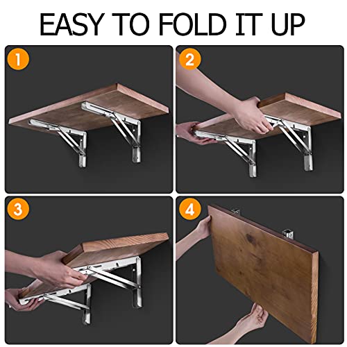 Folding Shelf Brackets 12 Inch, Stainless Steel, 2 Pack Y550321