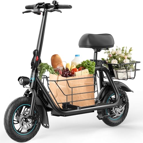 550W 18.6MPH 20 Miles Range Electric Scooter with Seat and Storage Basket S20830