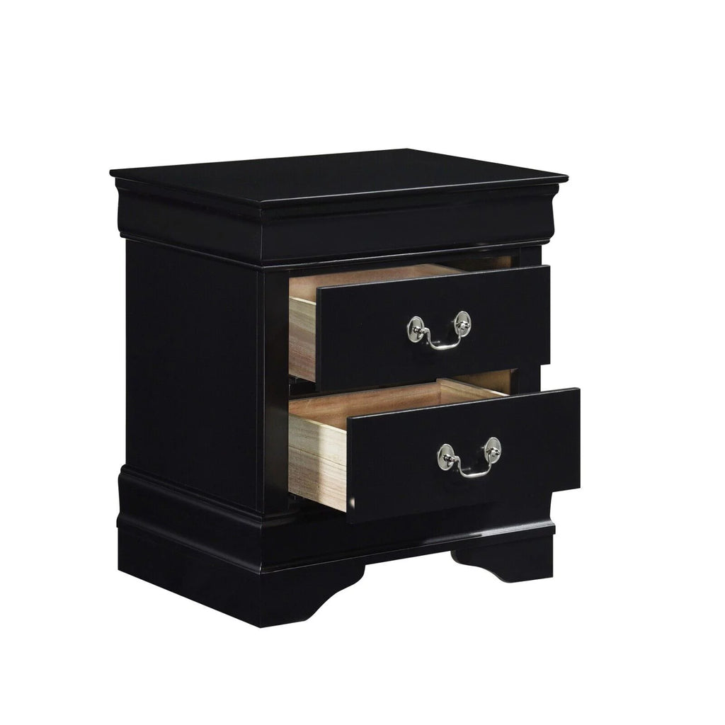 Black Finish 3pc Queen Bed and Nightstands Bedroom Set G83866