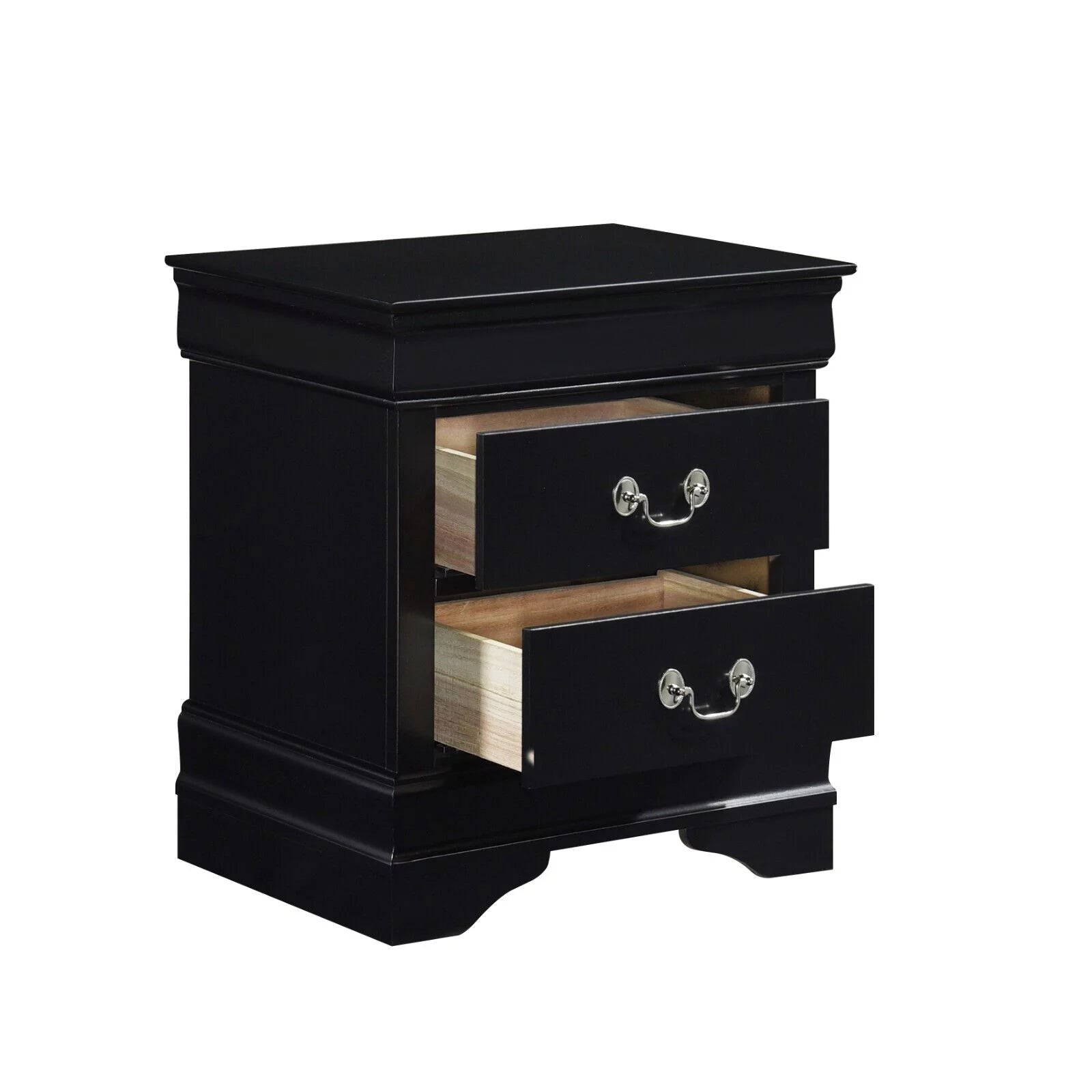 Black Finish 3pc Queen Bed and Nightstands Bedroom Set G83866