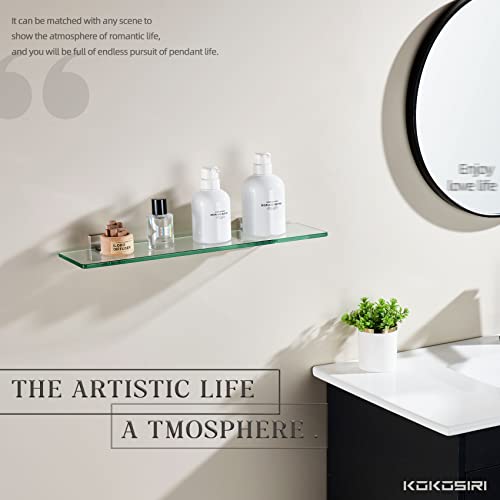 16'' x 5.6'' Tempered Glass Wall Mounted Shelf I48606
