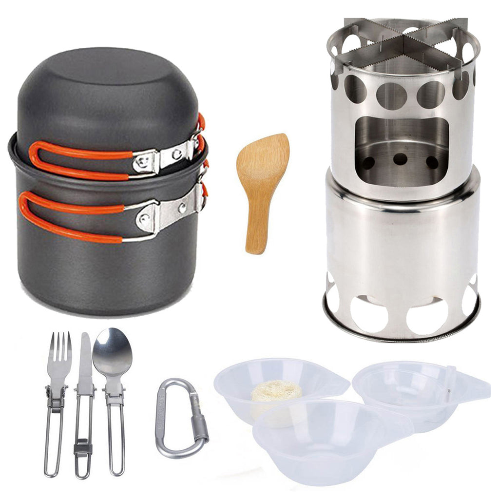 Camping Cookware Mess Kit with Camping Stove B7549