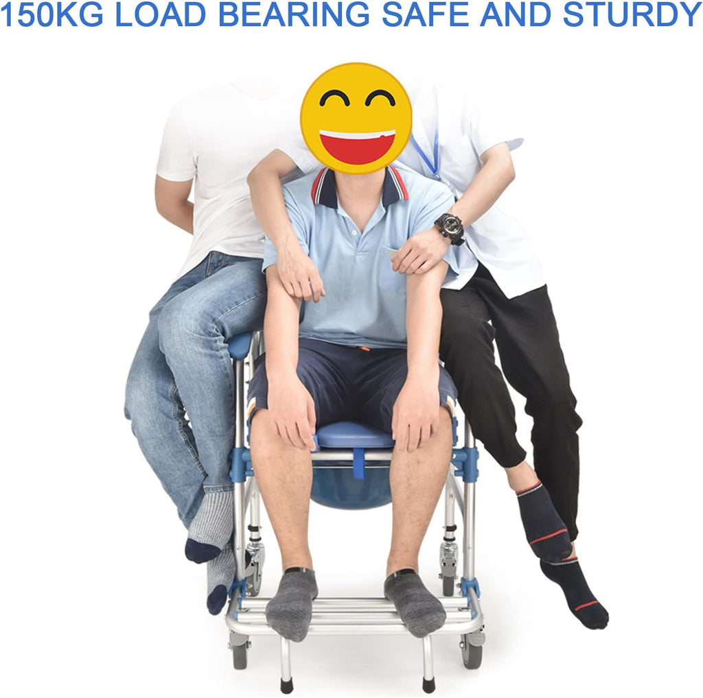 Rolling Showerchair with Built-in Toilet, 4 Wheel Brakes B5528