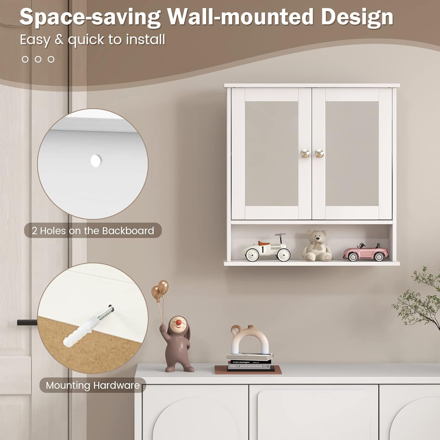 White Wall Bathroom Storage Cabinet H447794