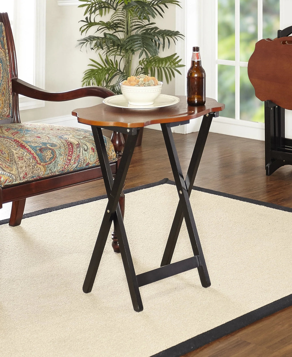 5-Piece Folding Side Table Set, Hazelnut/Black D18073