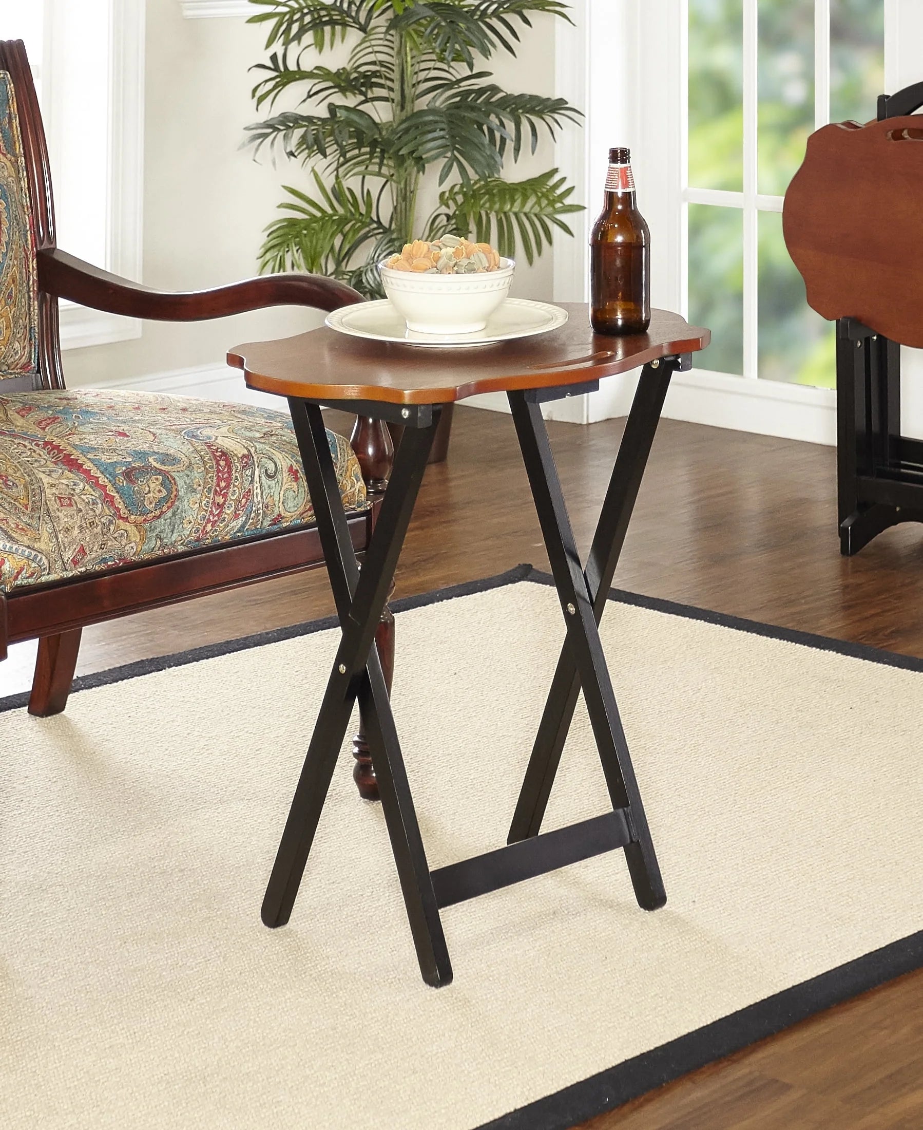 5-Piece Folding Side Table Set, Hazelnut/Black D18073