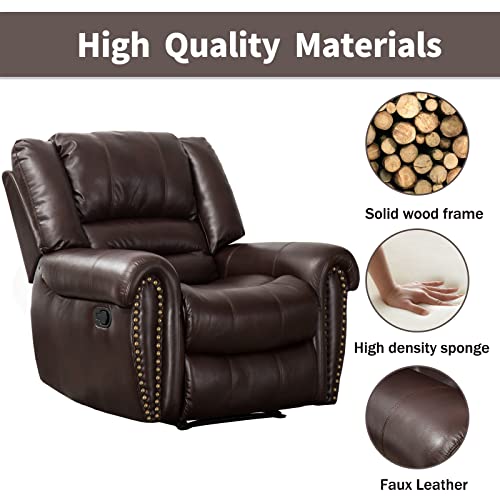 Leather Recliner Chair Set of 2, Nut Brown D558
