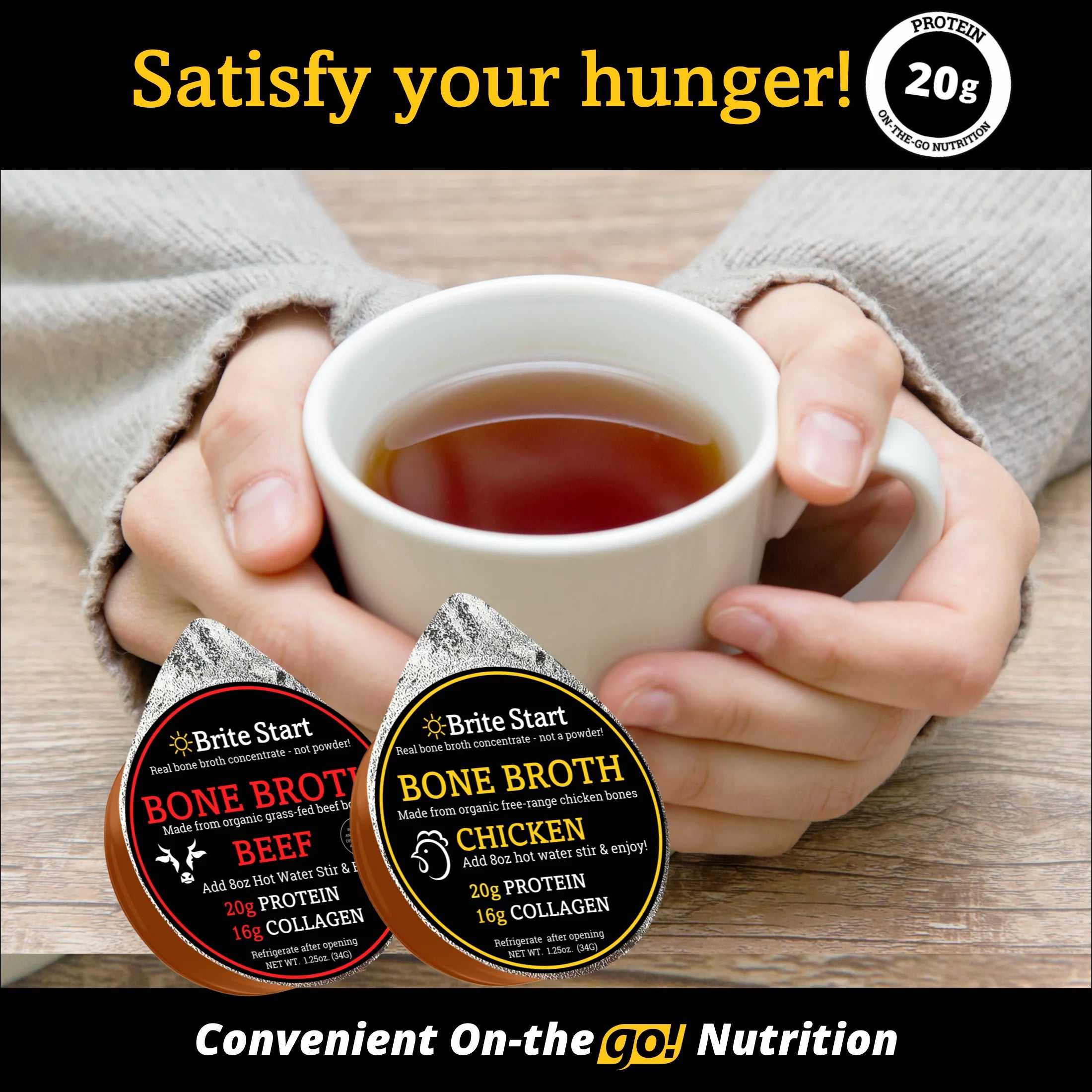 Bone Broth Single Serve Concentrate Beef 4 Count N266
