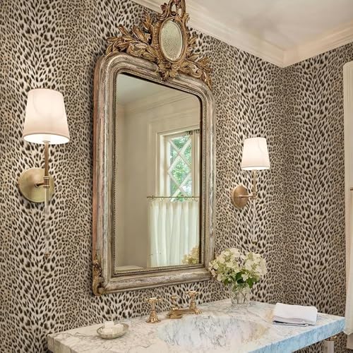 Gold Glitter Non-pasted 3D Embossed Leopard Print Wallpaper A388