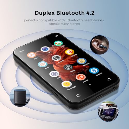 72GB MP3 Player with Bluetooth, 4.0" Full Touchscreen, Speaker, Voice Recorder, E-Book, Blue Z176210