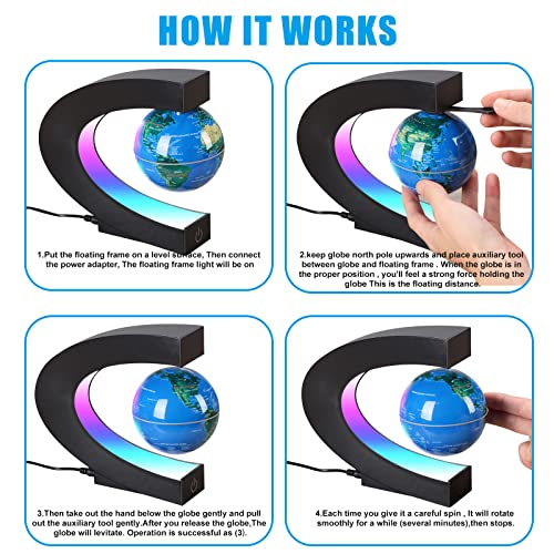 Sky Blue Magnetic Levitation Floating Globe with LED Lights D2638