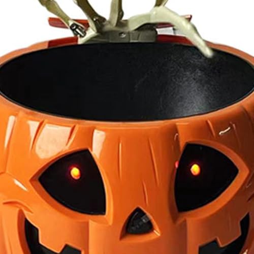Halloween Candy Bowl with Moving Skull Hand and Glowing Red Eyes Q930983
