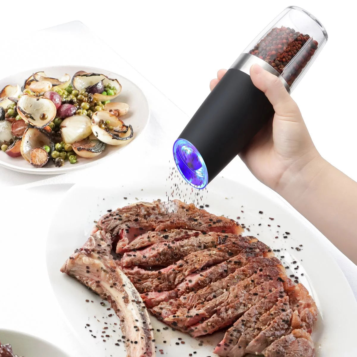 2 Pack Electric Salt and Pepper Grinder Set with Adjustable Coarseness D33947