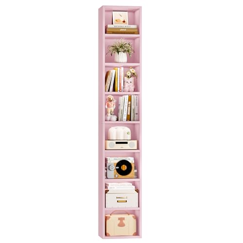 Black/Brown 8-Tier Media Tower Rack with Adjustable Shelves J133398