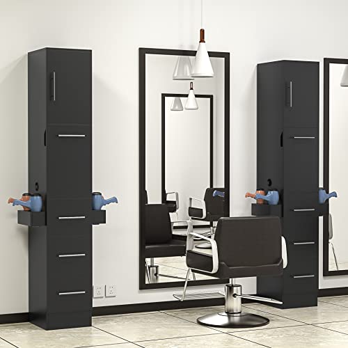 White Salon Station with 3 Drawer and 1 Large Cabinet J32751