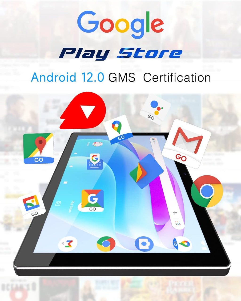 10.1 Inch Android 12 Tablet with Keyboard, 2GB RAM, 32GB ROM, 512GB Expandable Y949609