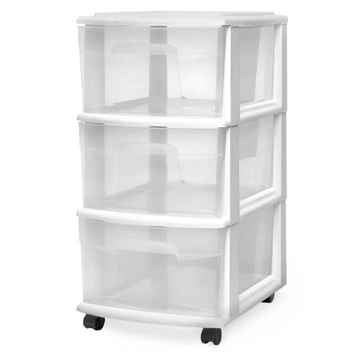 3-Tier Clear Plastic Storage Organizer Cart with Wheels F109558