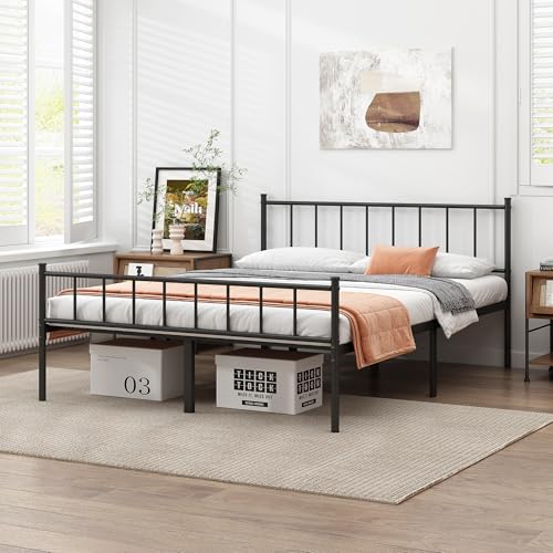Full Metal Platform Bed Frame with Steel Slat Support W6256