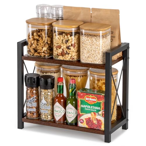 Grey 2 Tier Wooden Countertop Shelf T197184