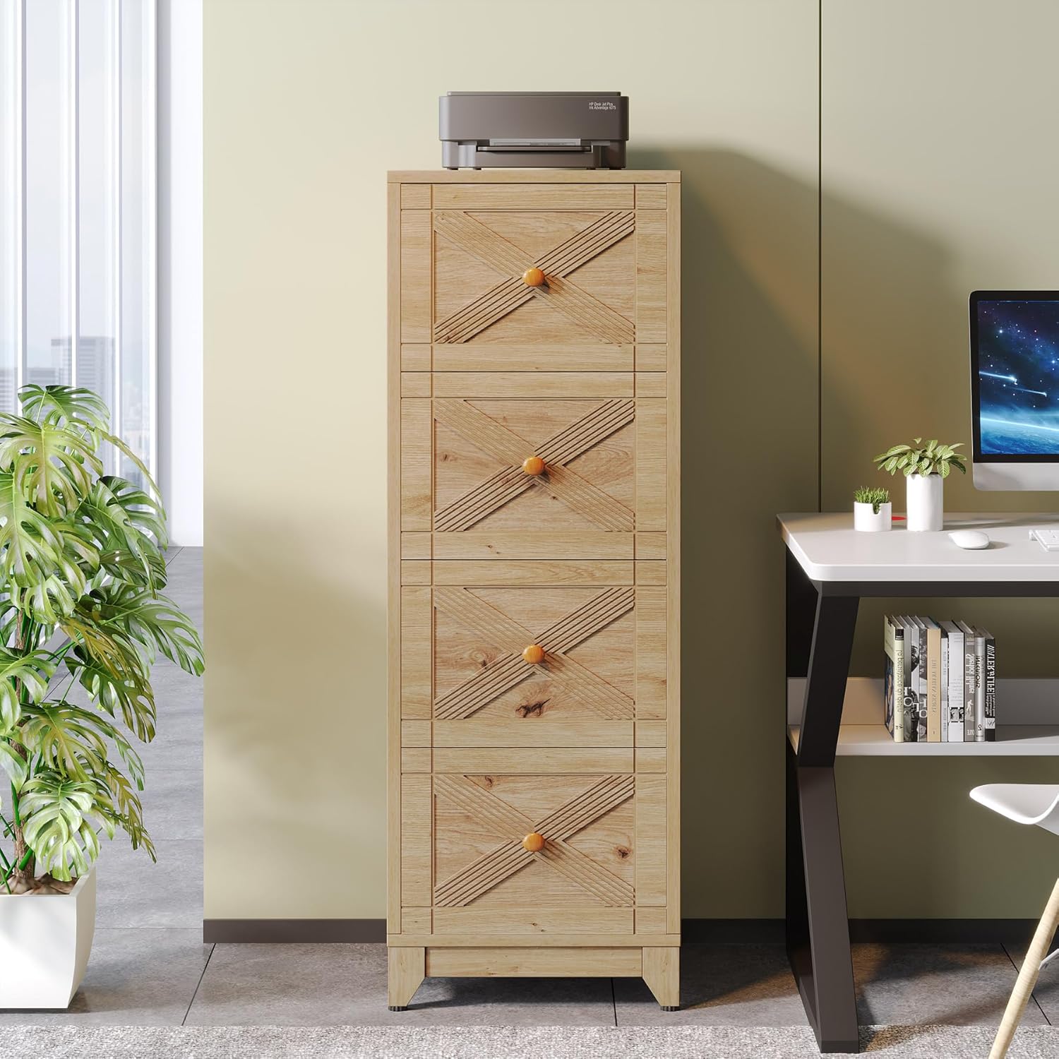 Natural 4-Drawer File Cabinet Z584127