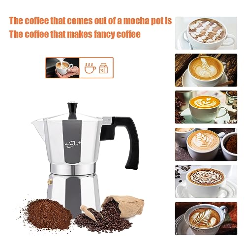 Stovetop Espresso Maker 6 Cup Moka Pot Aluminum Silver K8867
