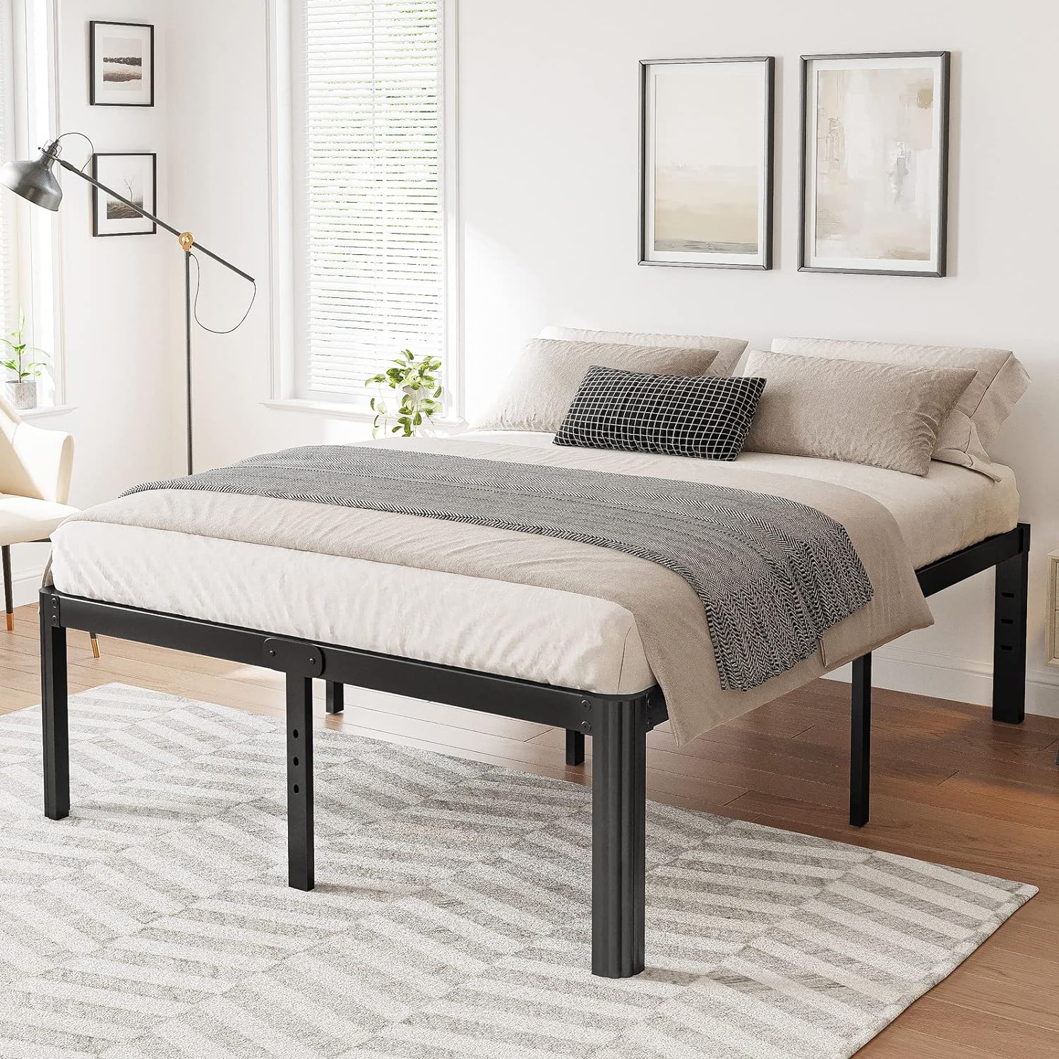 14in High King Platform Bed Frame with Mattress Slide Stopper R16371