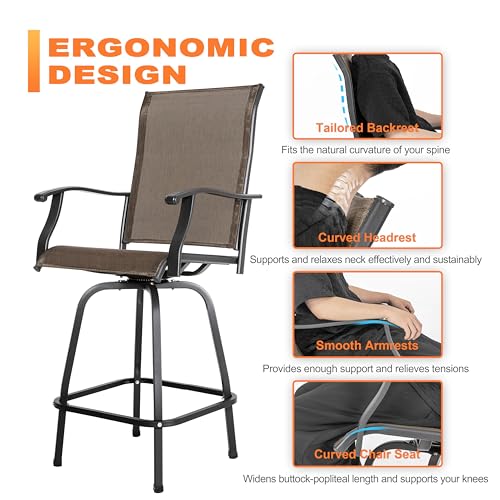 Black 5 Piece Patio Bar Set with Glass Table and 4 Swivel Chairs W4450