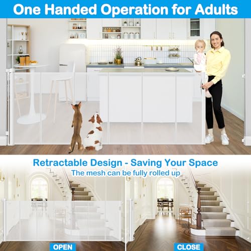 Reinforced 42 Inch Extra Tall Retractable Dog Gate Y460100