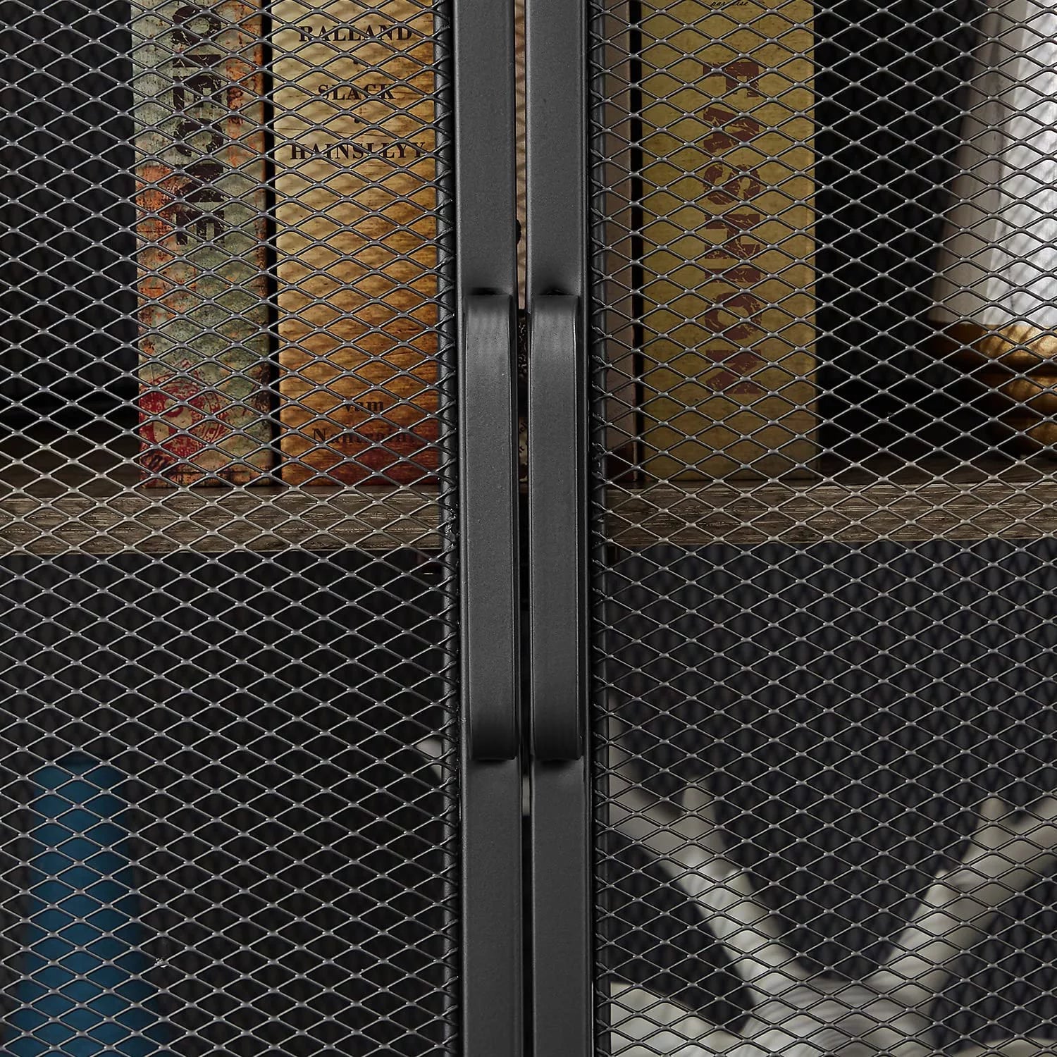 Brown and Black Corner Cabinet with Two Doors and Shelves Y65455