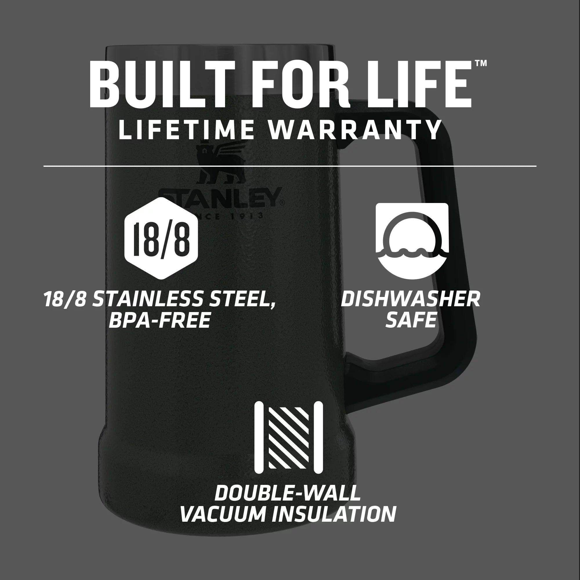 24 oz Vacuum Insulated Stainless Steel Beer Mug X979