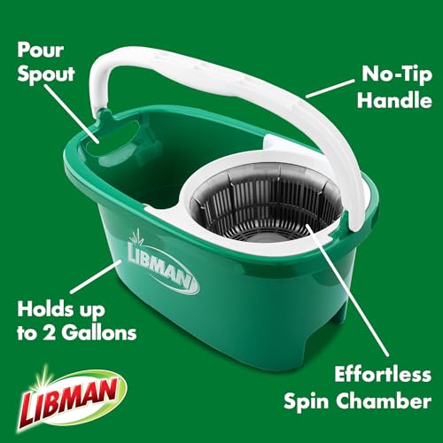 Spin Mop System with Bucket and Wringer, Includes 2 Replacement Heads R79205