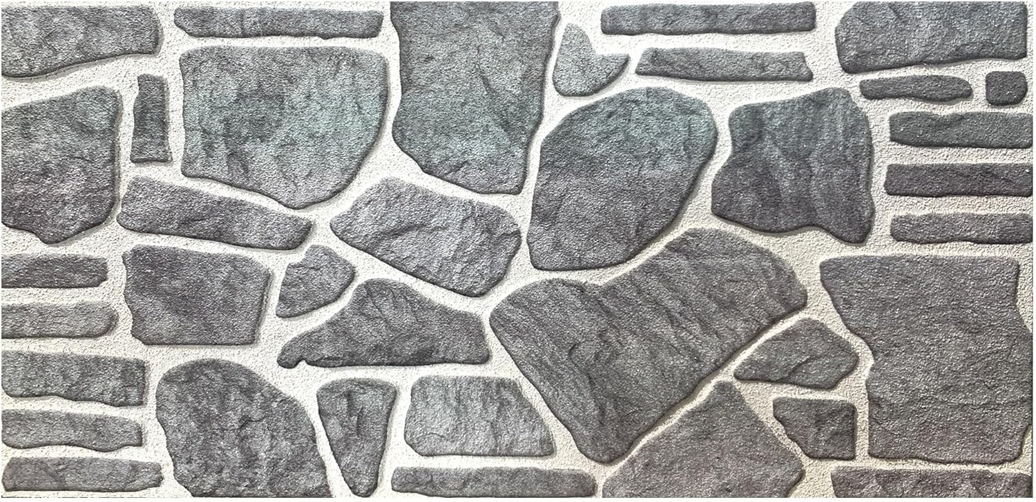 Bluish Grey White Faux Stone 3D Wall Panels, 54 sq ft, 40" x 20", Pack of 10 Q279