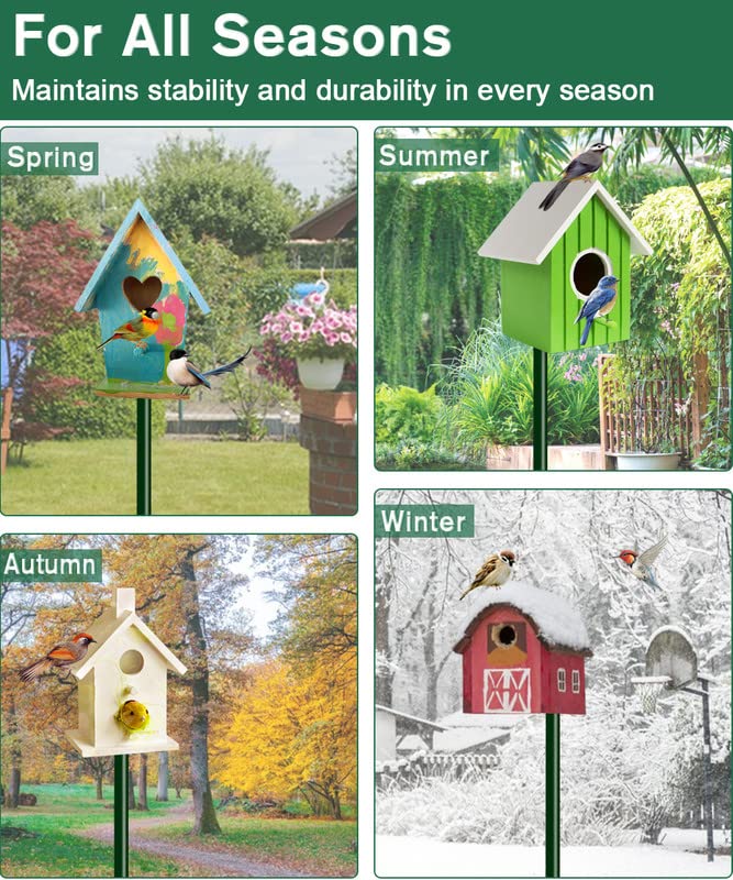 90Inch Heavy Duty Bird Feeder Pole Kit with 5 Prongs Base and 2 Plates Black G56495