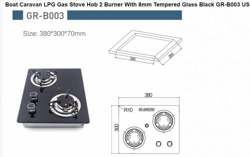 2 Burner Built-In RV Cooktop Stove with Tempered Glass Stainless Steel A421