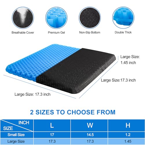 Thick Extra Large Gel Seat Cushion with Non-Slip Cover R3924