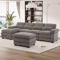 Beige White 114" U Shape Sectional Sofa E74304