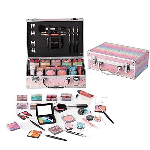 Makeup Kit with Eye Shadow Palette Lip Balm Blush Lip Gloss Brush Lip & Eye Pencil and Mirror O160