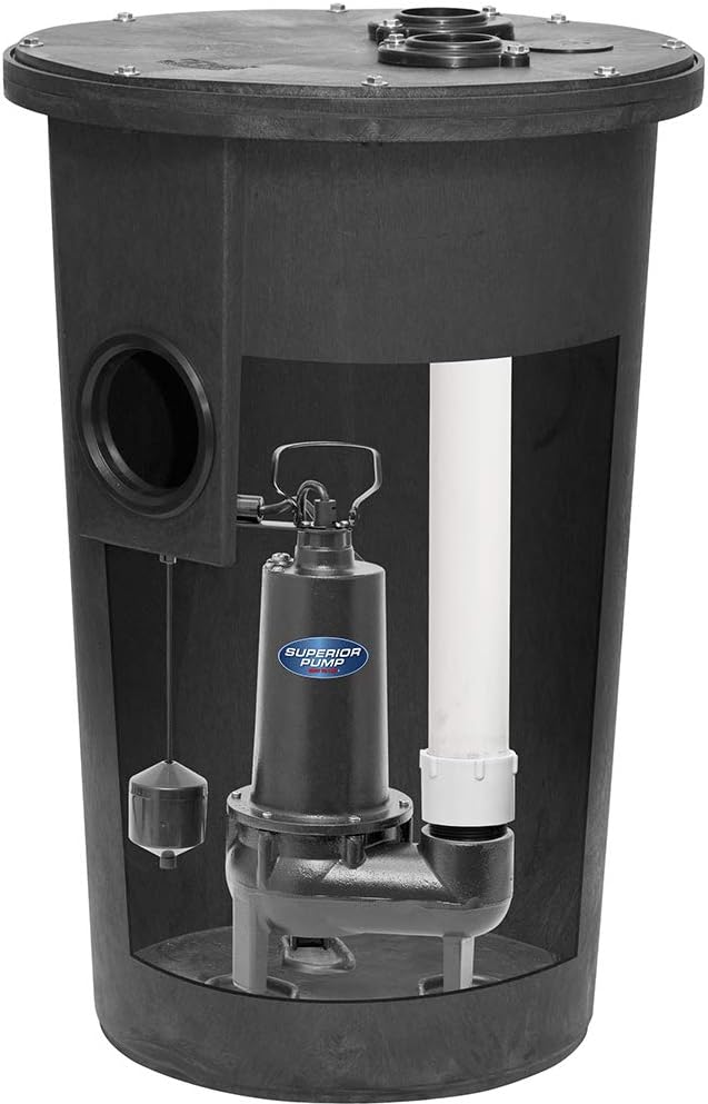 Cast Iron Tethered Float Switch Sewage Pump, 1/2 HP, Black H20352