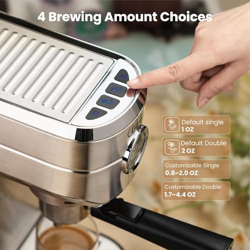 Compact Stainless Steel Espresso Machine with Steam Wand R11636