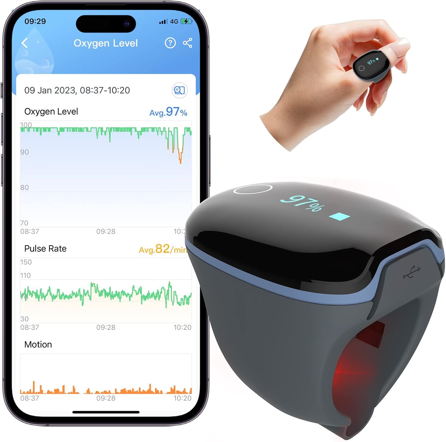 O2Ring Pulse Oximeter with Vibration Reminder P231
