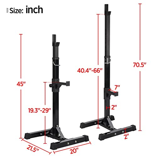 Pair of Adjustable Solid Steel Squat Rack Stands O494