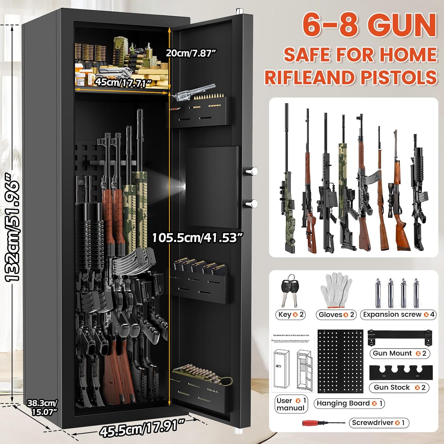 Fireproof Gun Safe with Combination & Spare Keys F11563