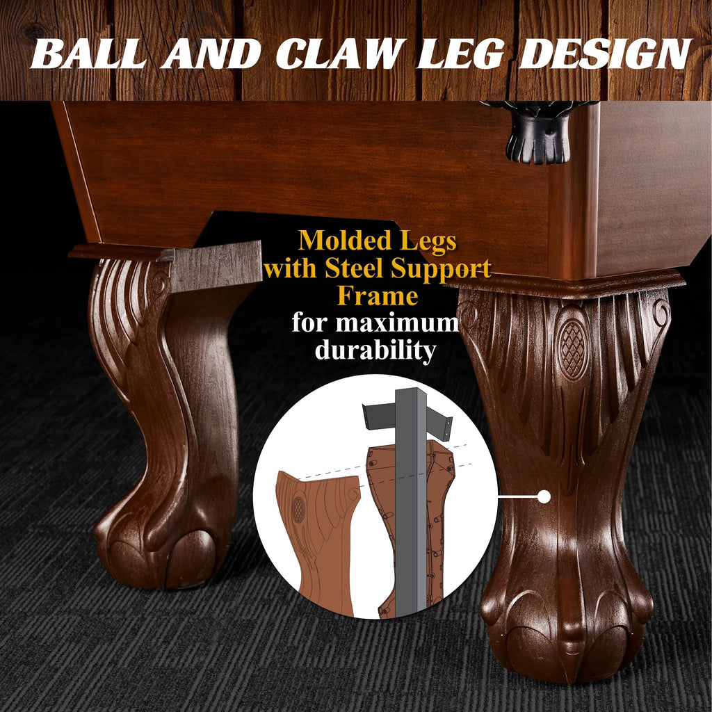 Green Ball and Claw Leg Pool Table W1753