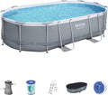 Oval Frame Swimming Pool Set Dark Grey 488 x 305 x 107 cm with Filter Pump Y53532